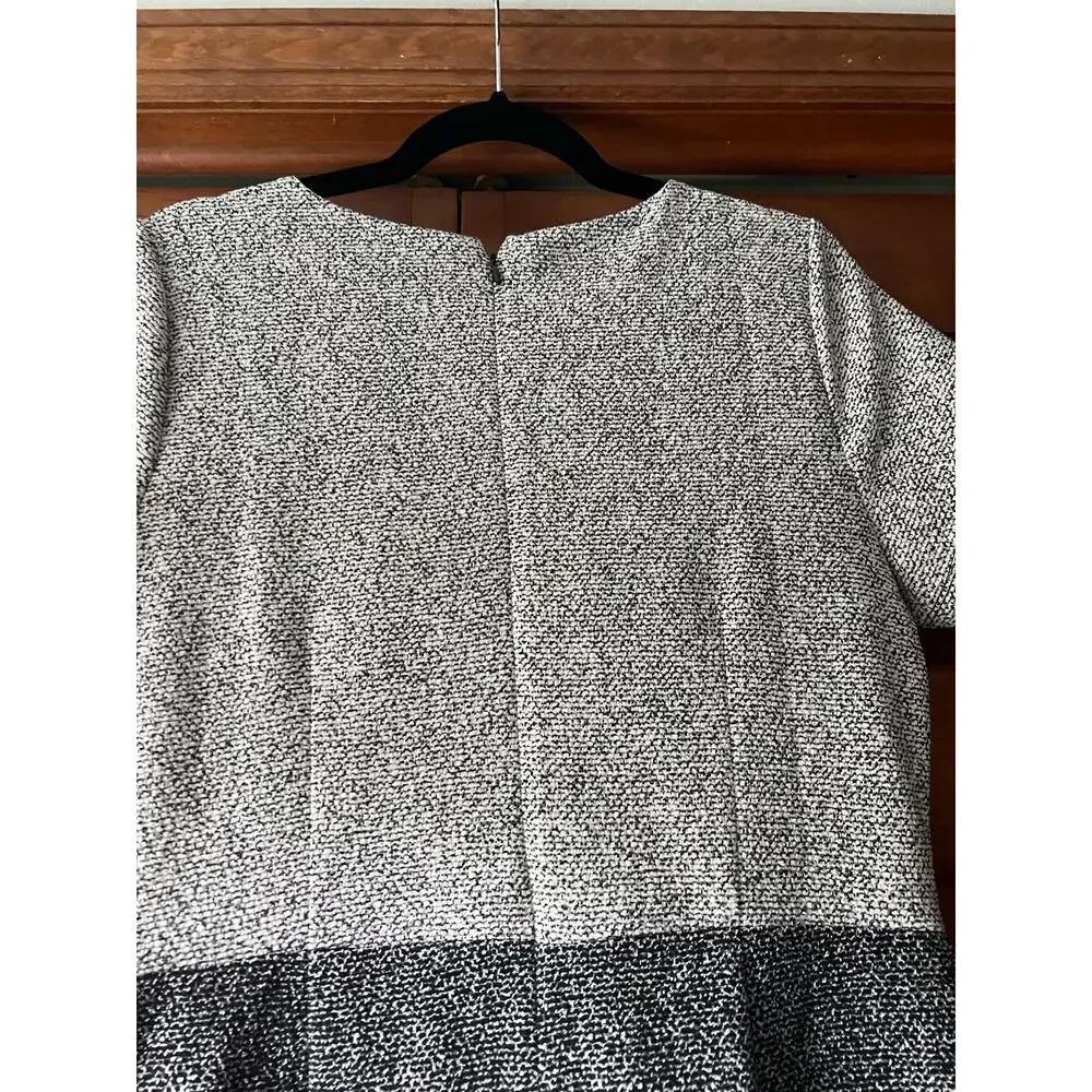 NWT LOFT Women Round Neck Speckled Tweed Sheath Dress Short Sleeve Gray Size 10 - Picture 10 of 10